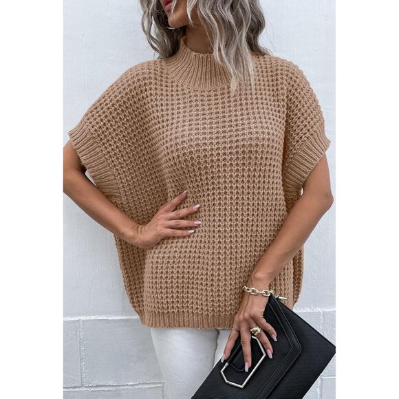 Women's Acrylic Knit Pullover Sweater Vest Short Sleeve Casual Tops - Picture 3 of 6